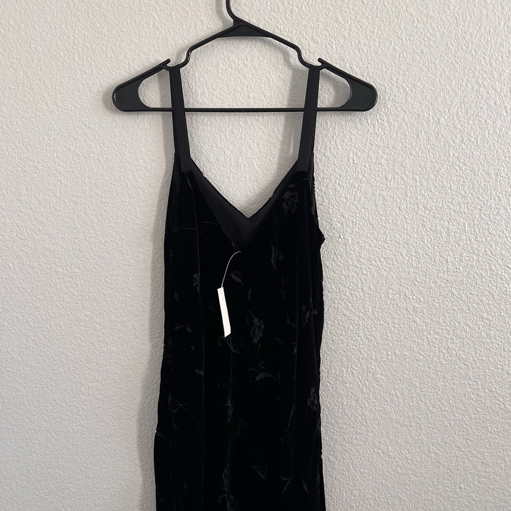 Sz 8 Black Velvet Burnout Dress Y2K Silk Blend Maxi NWT Lined Banana Republic - Picture 7 of 8